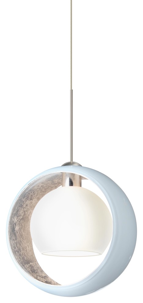 Pogo 1-Light Led Mini Pendant With White And Inner Silver Glass Shade