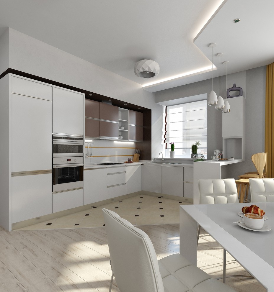 Современная квартира с большим круглым диваном