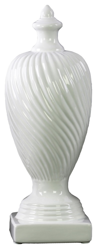 Ceramic Finial, Gloss White, 4.25"