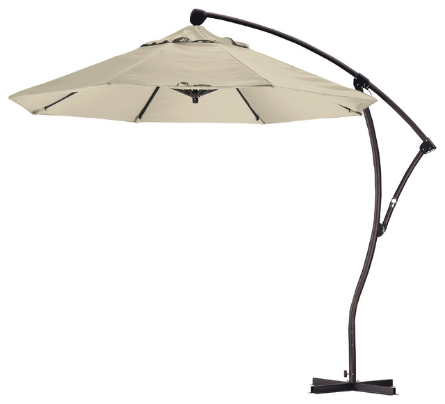 9' Cantilever Market Umbrella Delux C Lift - Bronze, Sunbrella, Canvas Vellum