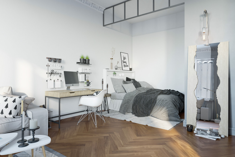 Дизайн интерьера и визуализация квартиры студии в Скандинавском стиле