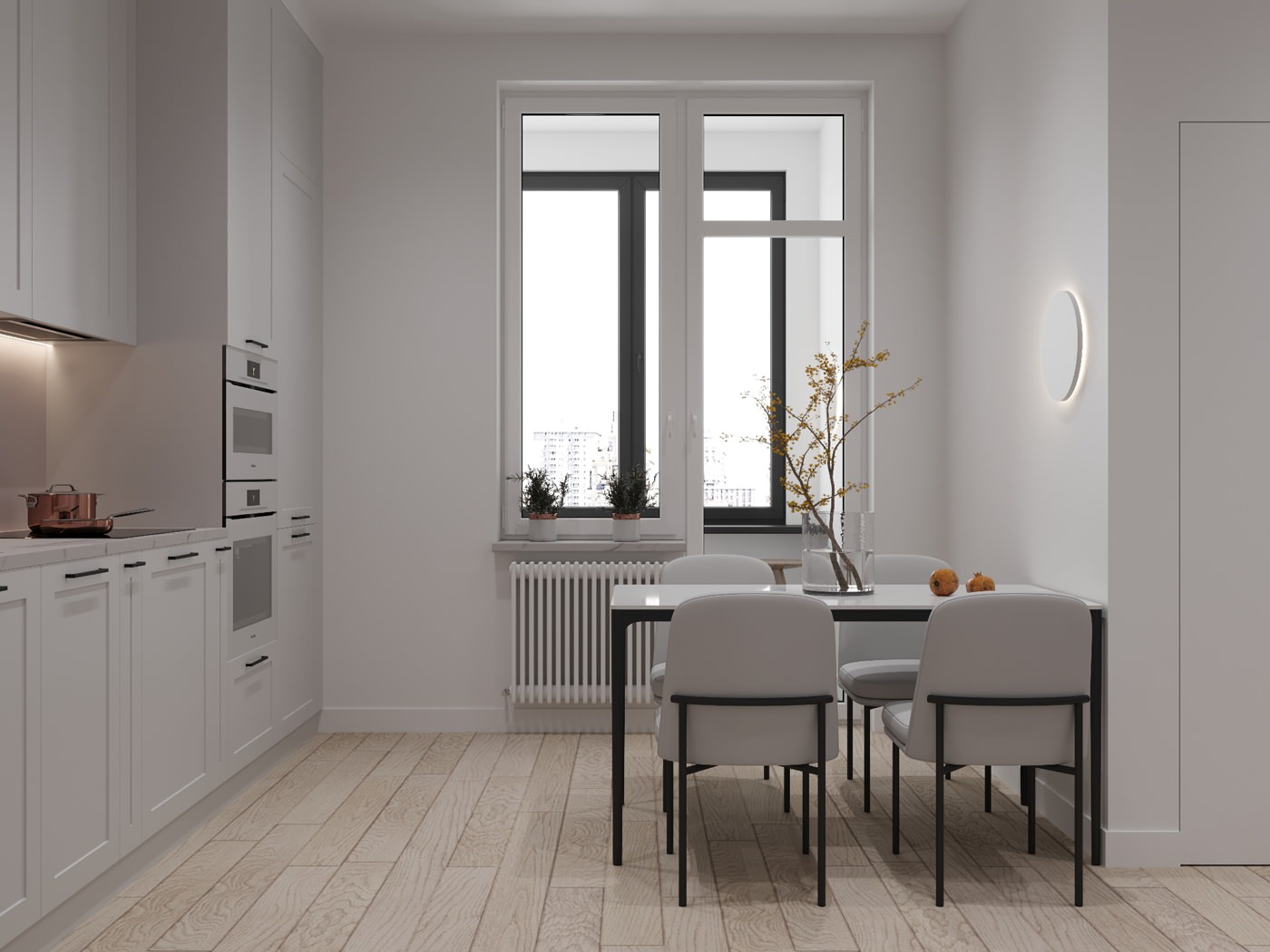 Белый интерьер для девушки в минимализме