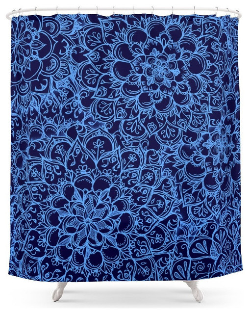 Periwinkle Blue Ballpoint Pen Lace Doodle Shower Curtain