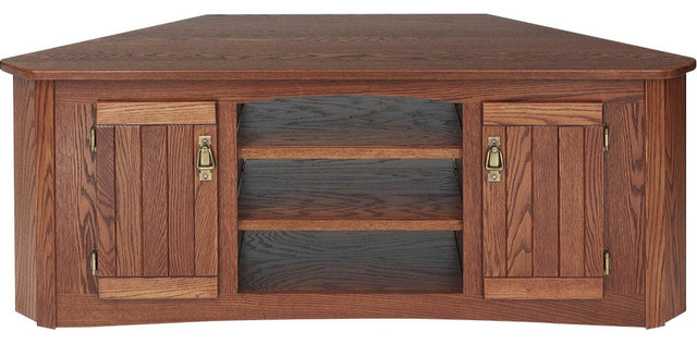 Solid Oak Mission Style Tv Stand With Cabinet Craftsman