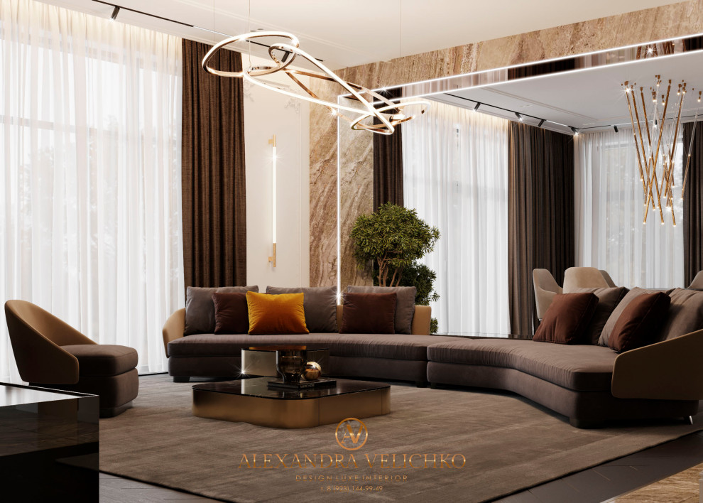 Дизайн интерьера кухни-гостиной в поселке Миллениум