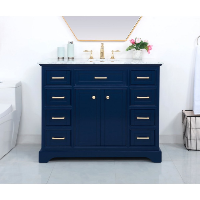 Elegant Decor Americana Bathroom Vanity Blue - Transitional - Bathroom ...