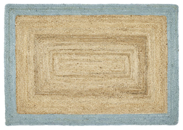 Origins Jute Jute Border Duck Egg Rectangular Rug, 160x230 cm