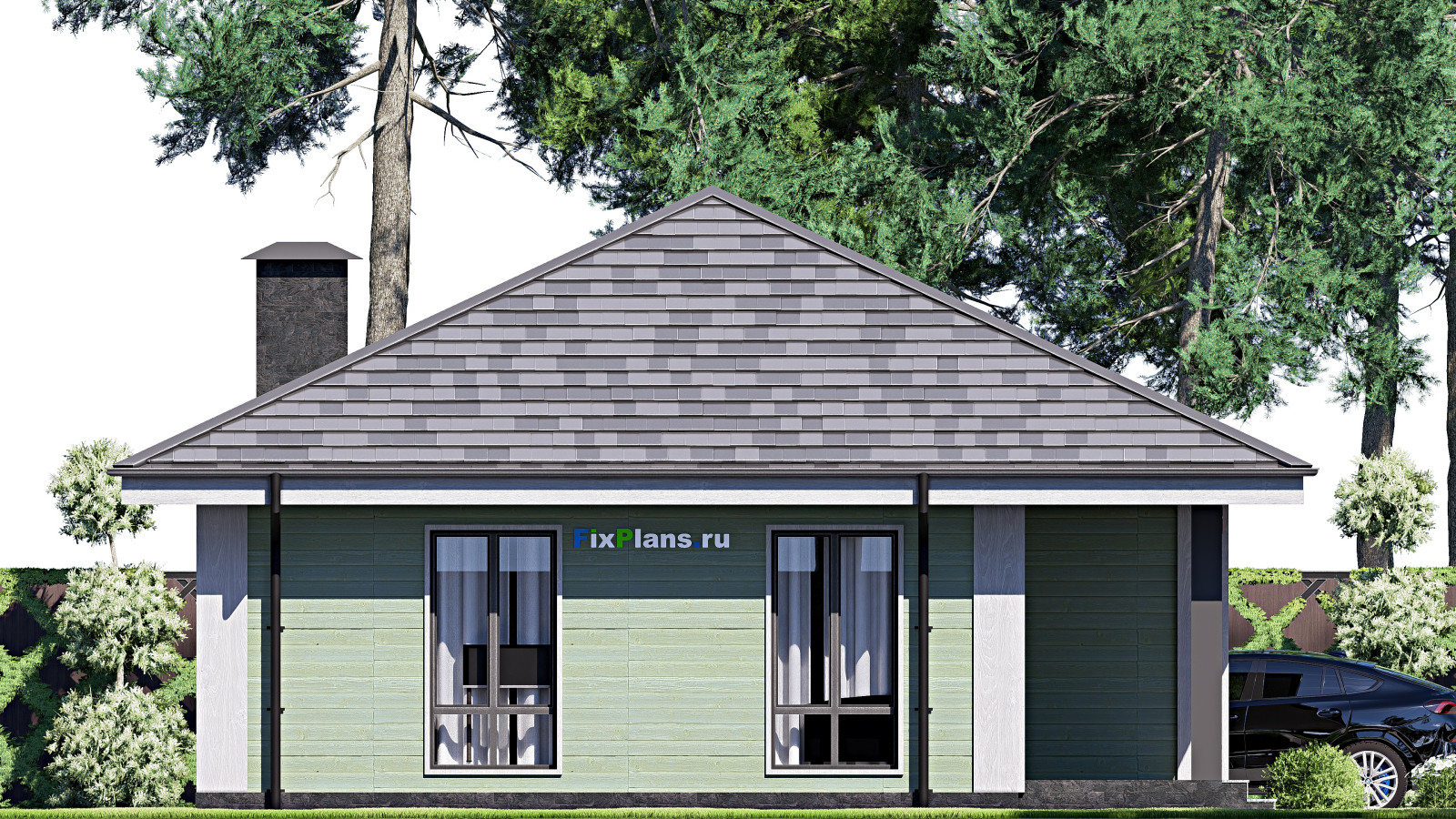 Проект одноэтажного дома 10х10м S74м2 F-18062