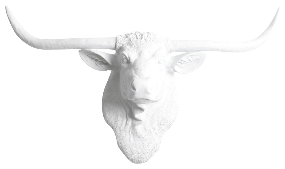 Faux Resin Longhorn Cow Head Wall Mount Contemporary Wall