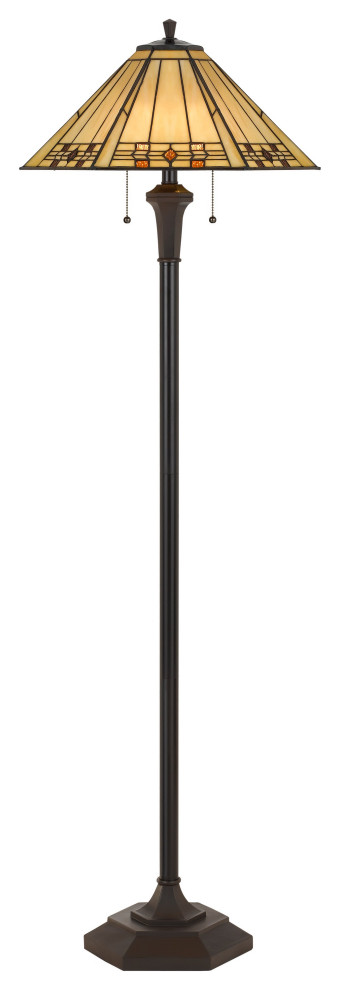 Benzara BM224844 Polyresin Floor Lamp with Glass Shade , Black
