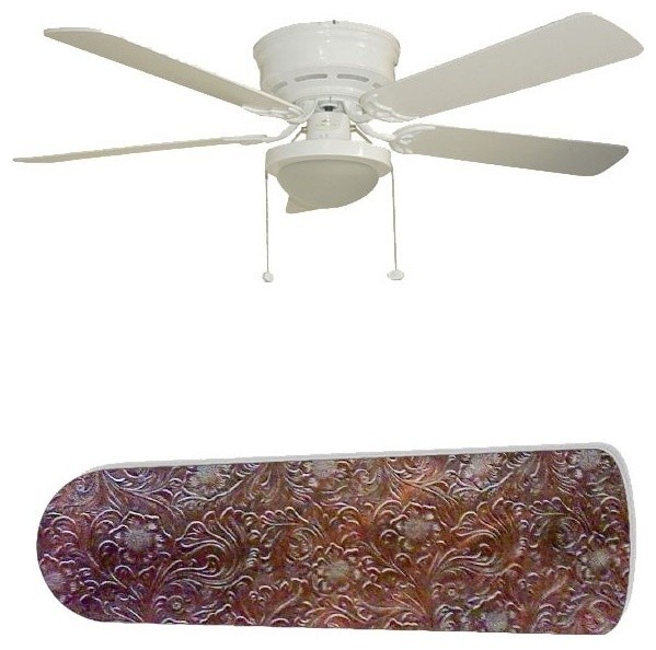 Western Chic Brown Leather 52 Ceiling Fan With Lamp Traditional Western Chic Brown Leather 52 Ceiling Fan With Lamp