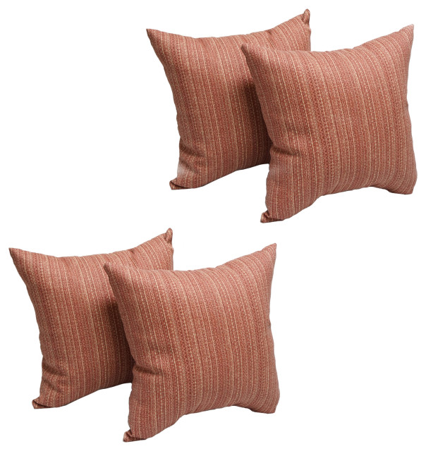 17" Square Polyester Outdoor Throw Pillows, Set of 4, Washed Apple