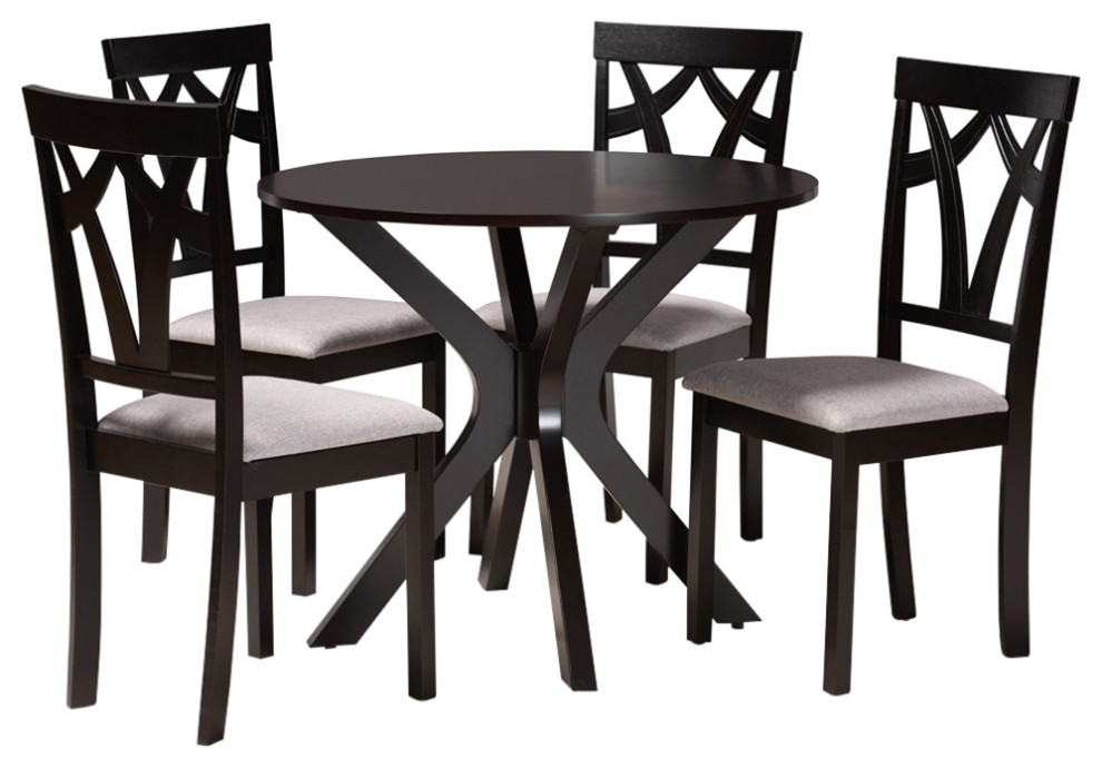 Henrietta Modern 5Piece Dining Set, Gray Transitional Dining Sets