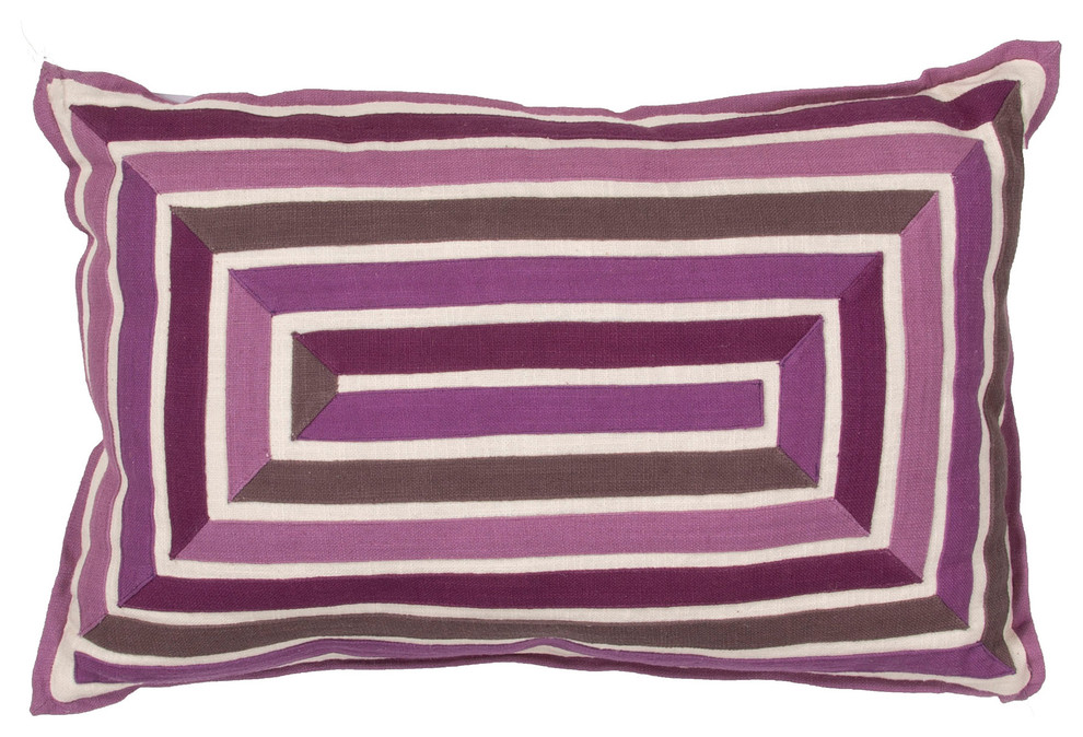 Purple/Ivory color cotton encasa08 poly fill pillow 16"x24"