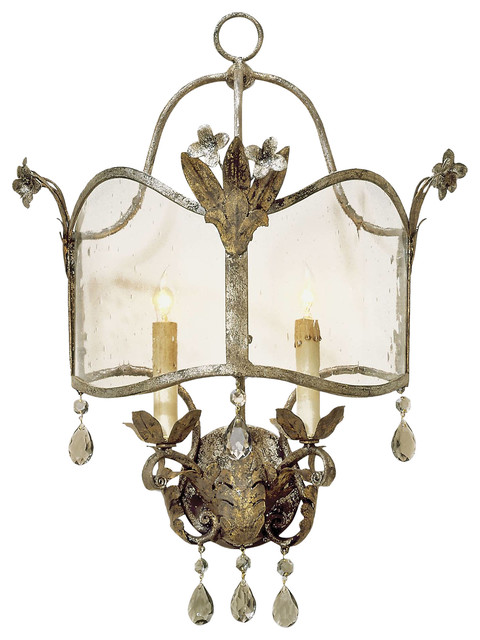 Spanish Revival Antique Gold Silver Decorative Wall Sconce