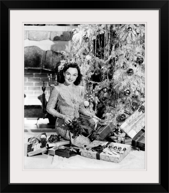 Paulette Goddard, wishing her fans a Merry Christmas, 1940&quot; Black Framed  Art - Midcentury - Prints And Posters - by Great Big Canvas | Houzz
