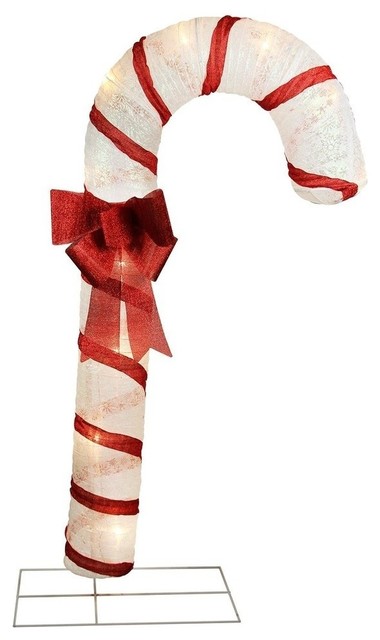 72 Pre Lit Red And White Glitter Candy Cane Christmas Outdoor