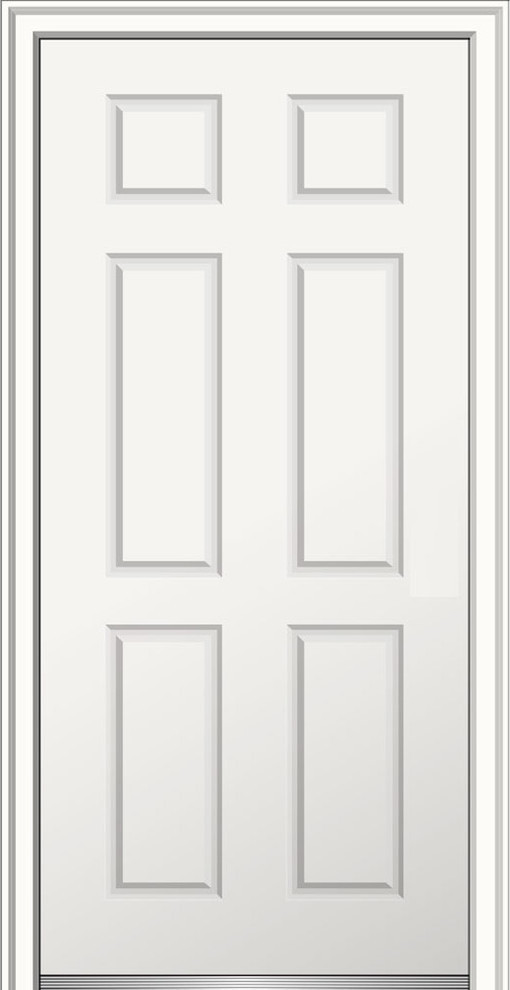 Severe Weather 6-Panel Fiberglass Smooth Entry Door, RH Outswing, 33.5"x81"