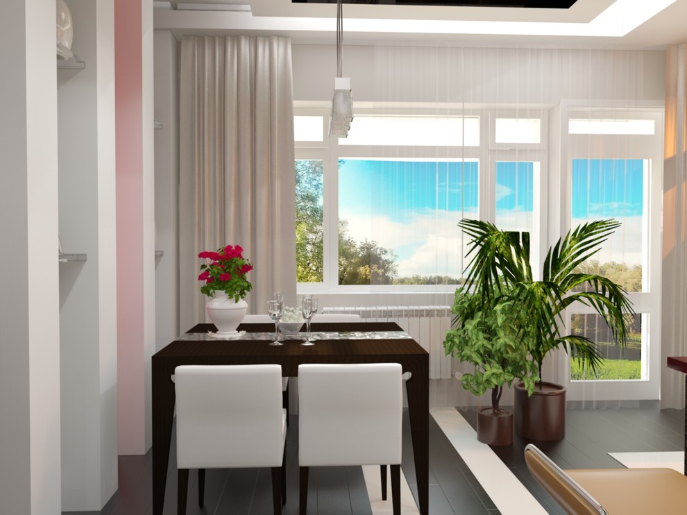 Интерьер загородного дома с красными акцентами