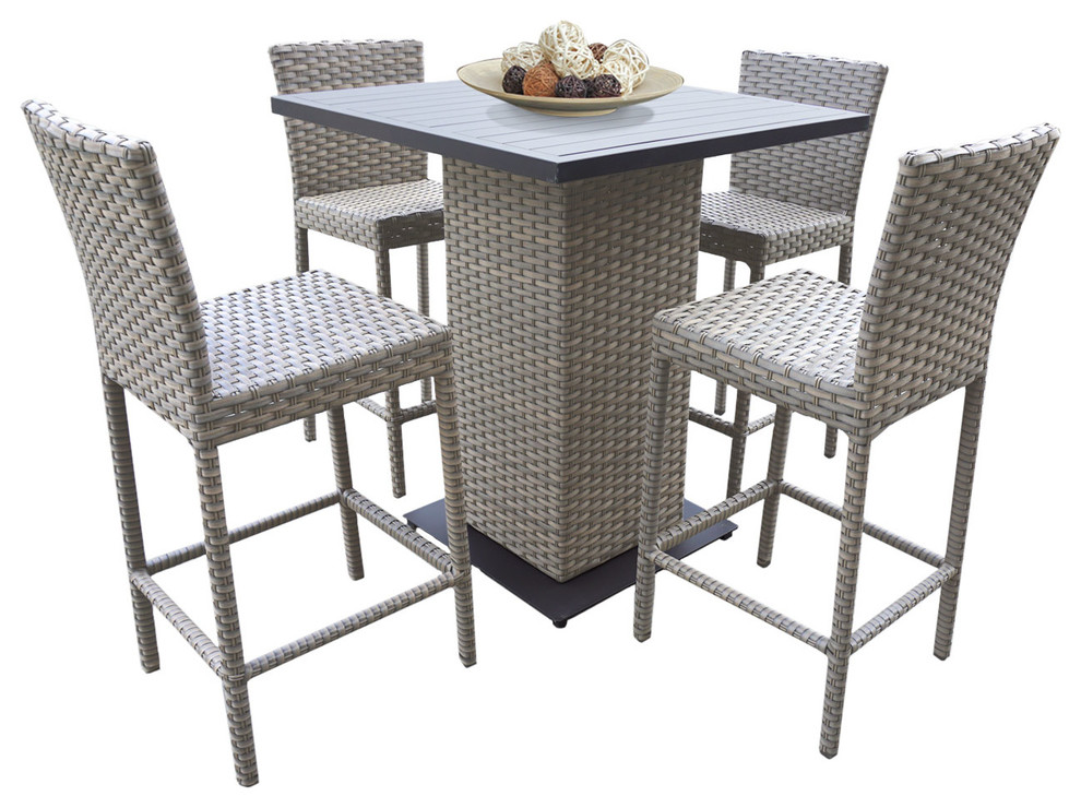 Oasis Pub Table Set With Barstools 5 Piece Outdoor Wicker Furniture