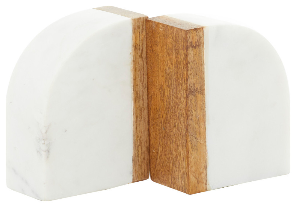 Modern White Marble Bookends Set 46785