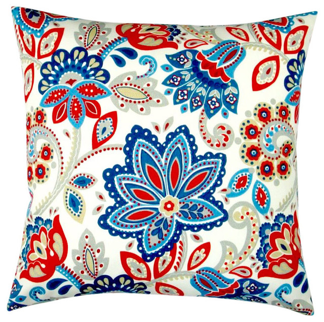 red floral throw pillows