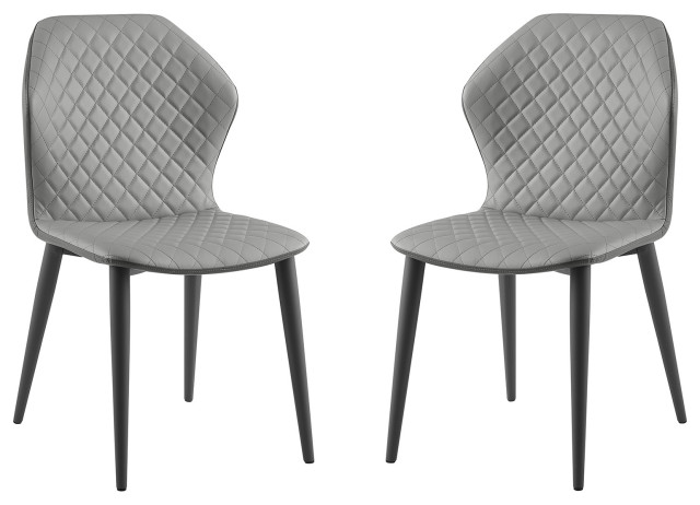 Olivia Set of 2 Dining Chair, Pu Leather, Gray