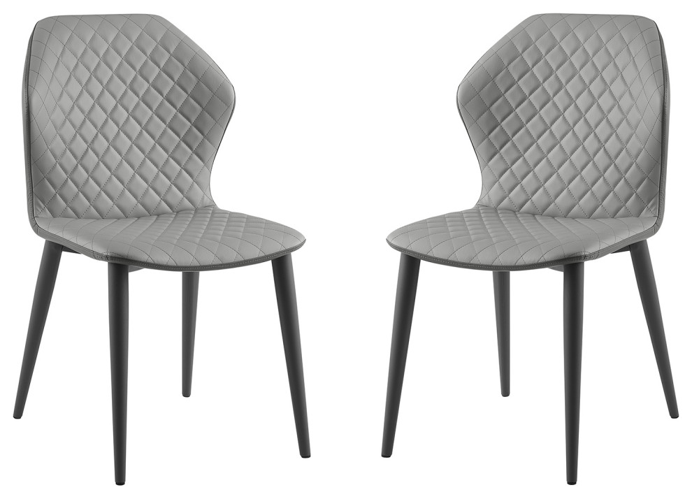 Olivia Set of 2 Dining Chair, Pu Leather, Gray
