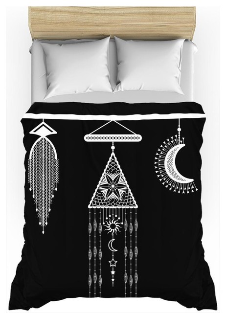 Bohemian Hanging Macrame And Moon Duvet Cover Contemporary