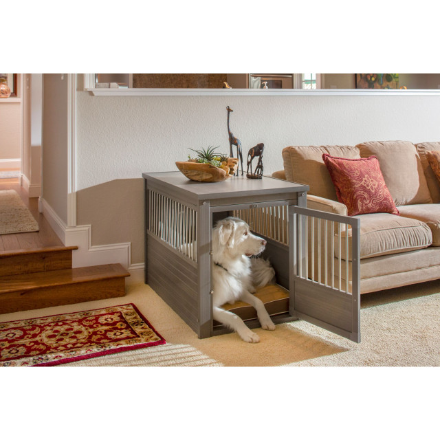ECOFLEX® Dog Crate End Table Grey Transitional Dog Kennels And
