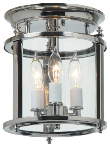 Murray Hill Bent Glass Ceiling Lantern  - Small, Polished Nickel