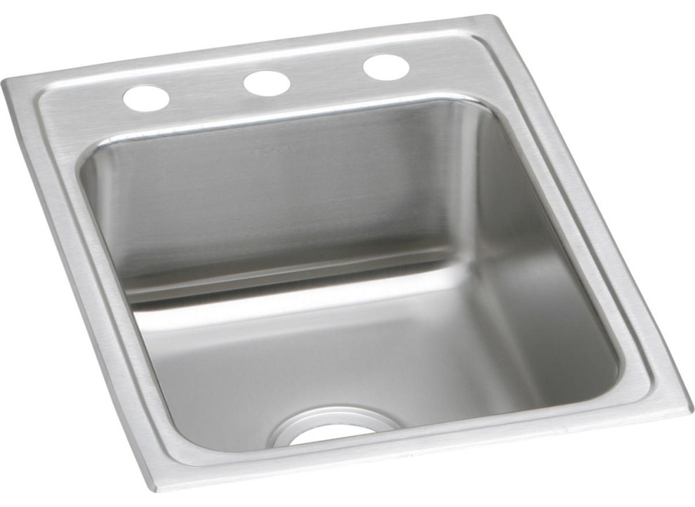 LR1722OS4 Lustertone Classic Stainless Steel 17" x 22" Drop-in Sink, OS4 Holes