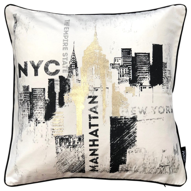 Pi 1700 028 Nyc Print Pillow Contemporary Decorative Pillows