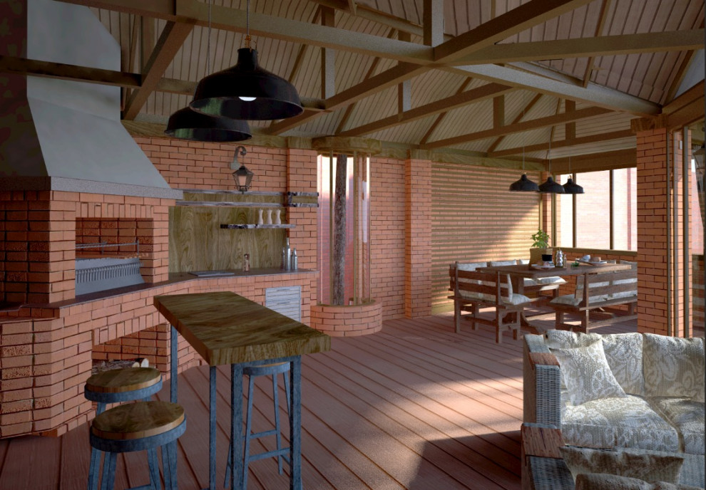 Мангальная зона с дровником и санузлом