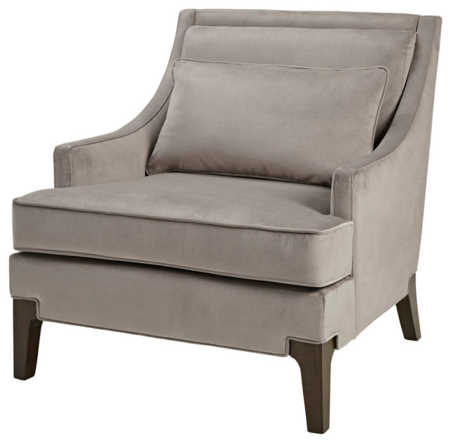 Martha Stewart Anna Velvet Lounge Chair with Included Lumbar Pillow