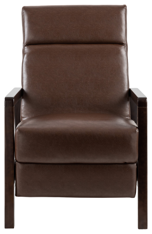 Miramichie Mid Century Modern Faux Leather Recliner Transitional