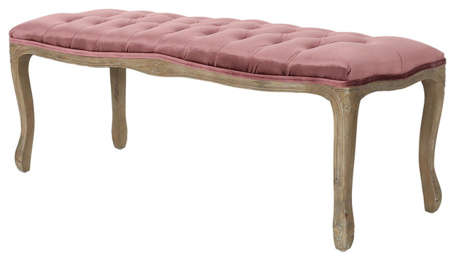 Talia Elegant Tufted New Velvet Blush Cushion Bench ...