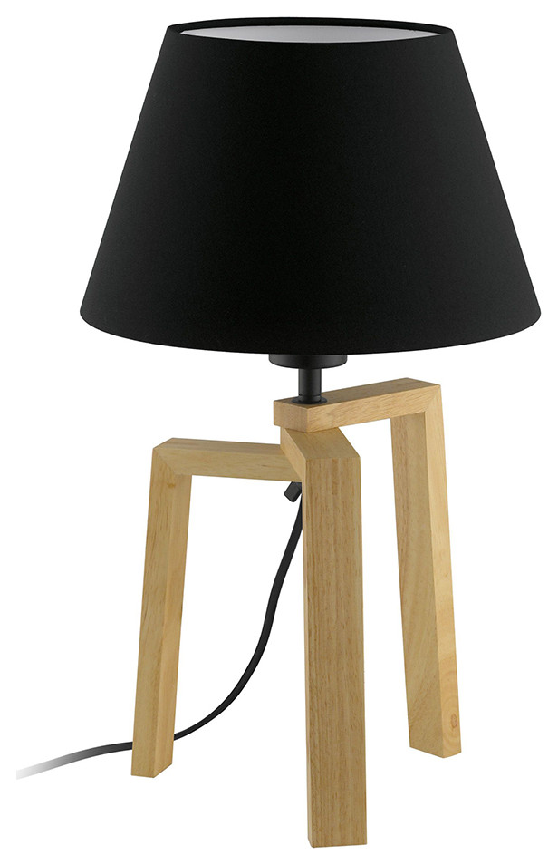 Chietino Table Lamp, Natural, Black Exterior, White Interior Fabric Shade