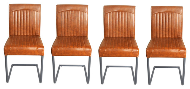 Adelaide Faux Leather Dining Chairs, Set of 4, Tan