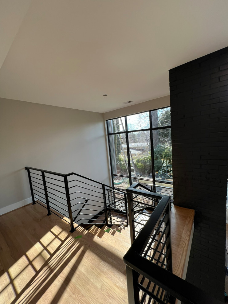 New metal staircase with metal railings