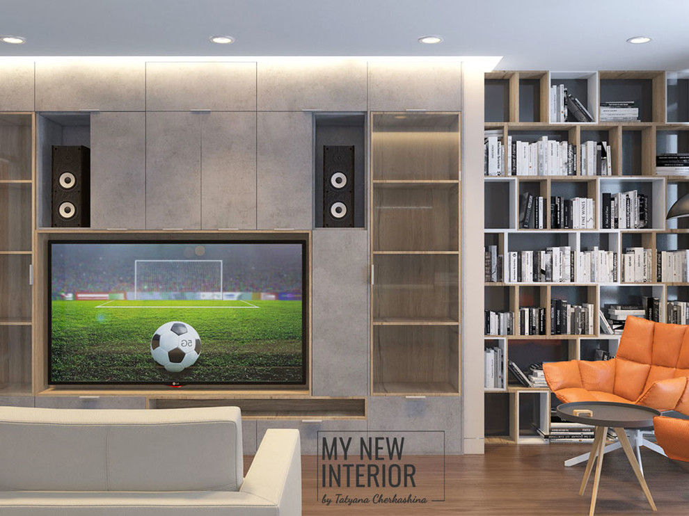 Дизайн трехкомнатной квартиры в современном стиле - 95 кв.м. кухня и гостиная