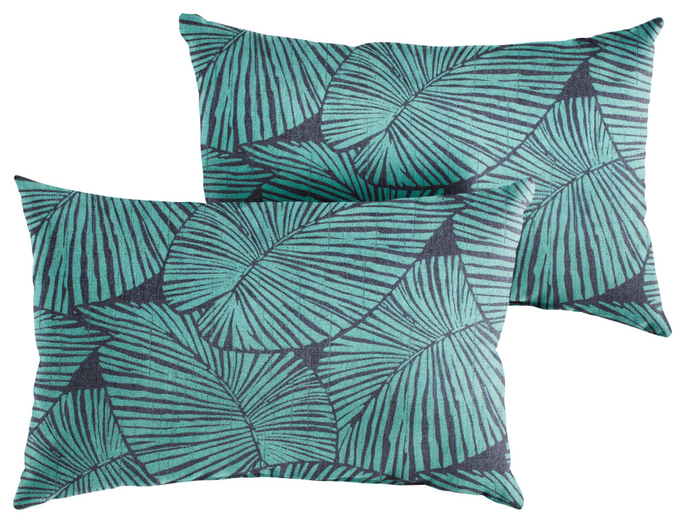 Blue Tropical Outdoor Pillow Set, 13x20