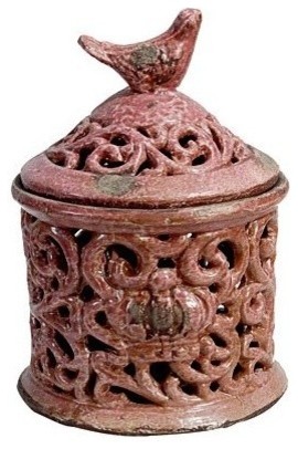 Pierced Ceramic Canister, Jar, Lantern Purple, 12"