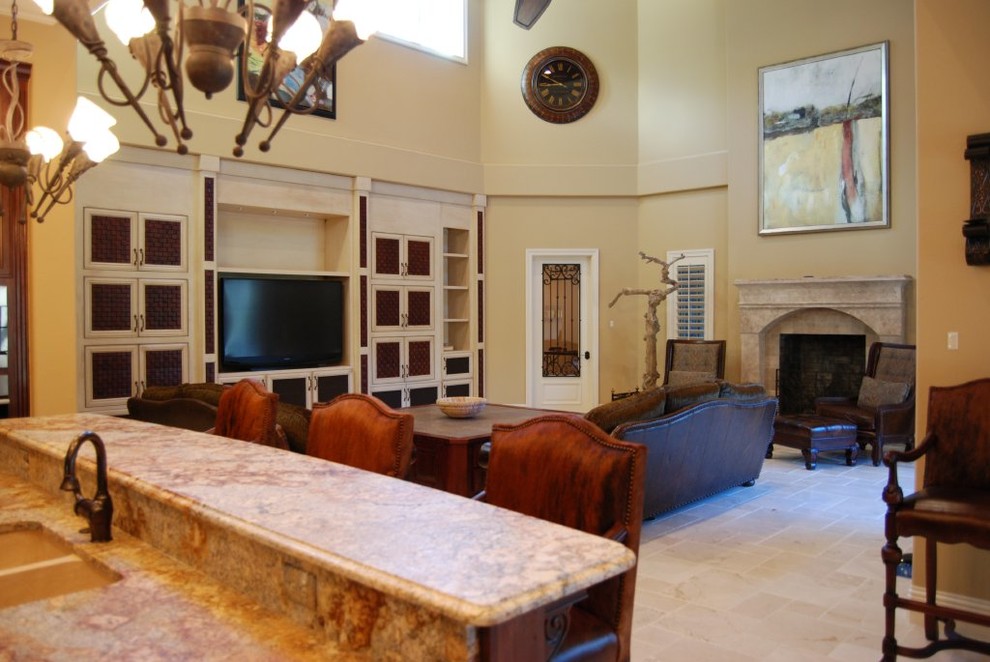 Example of a tuscan family room design in Jacksonville