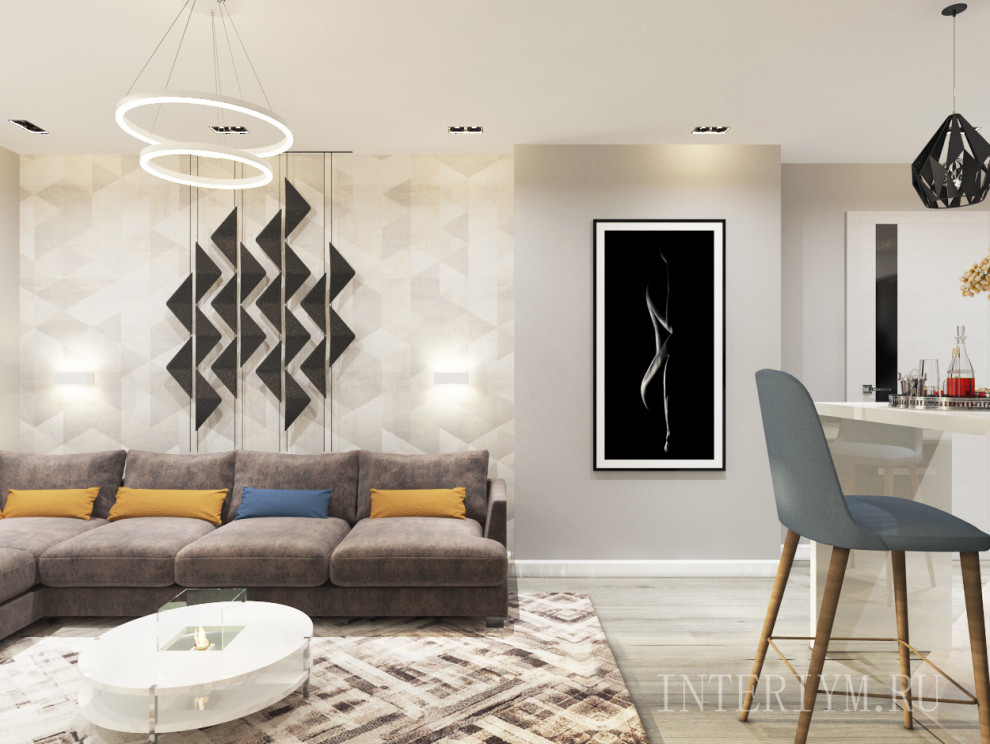 Дизайн кухни-гостиной в ЖК "40 домиков", г. Волгоград