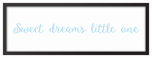 Sweet Dreams Little One 12"x36" Black Framed Canvas, Blue