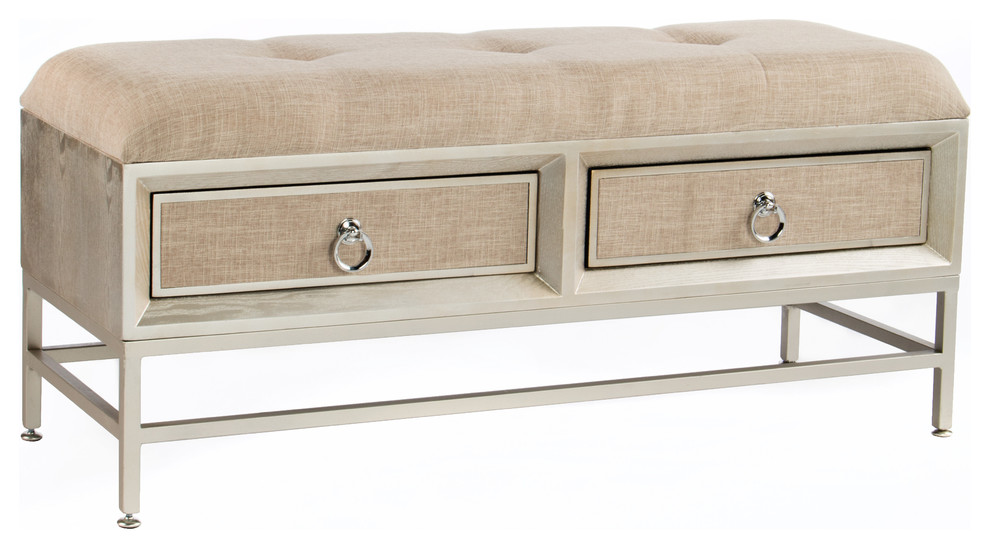 Pine Crest Mission Style Solid Wood Bench w// 3 Storage Drawers Under Seat in Oak