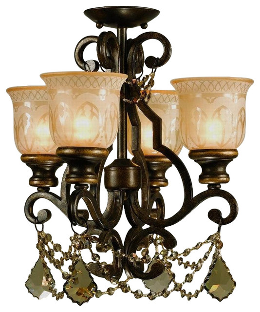 Crystorama Norwalk 4 Light Teak Crystal Bronze Mini Chandelier