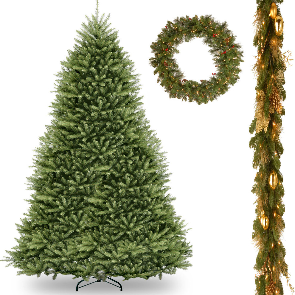 12' Dunhill Fir Hinged Tree,Decorative Elegance Garland,Crestwood