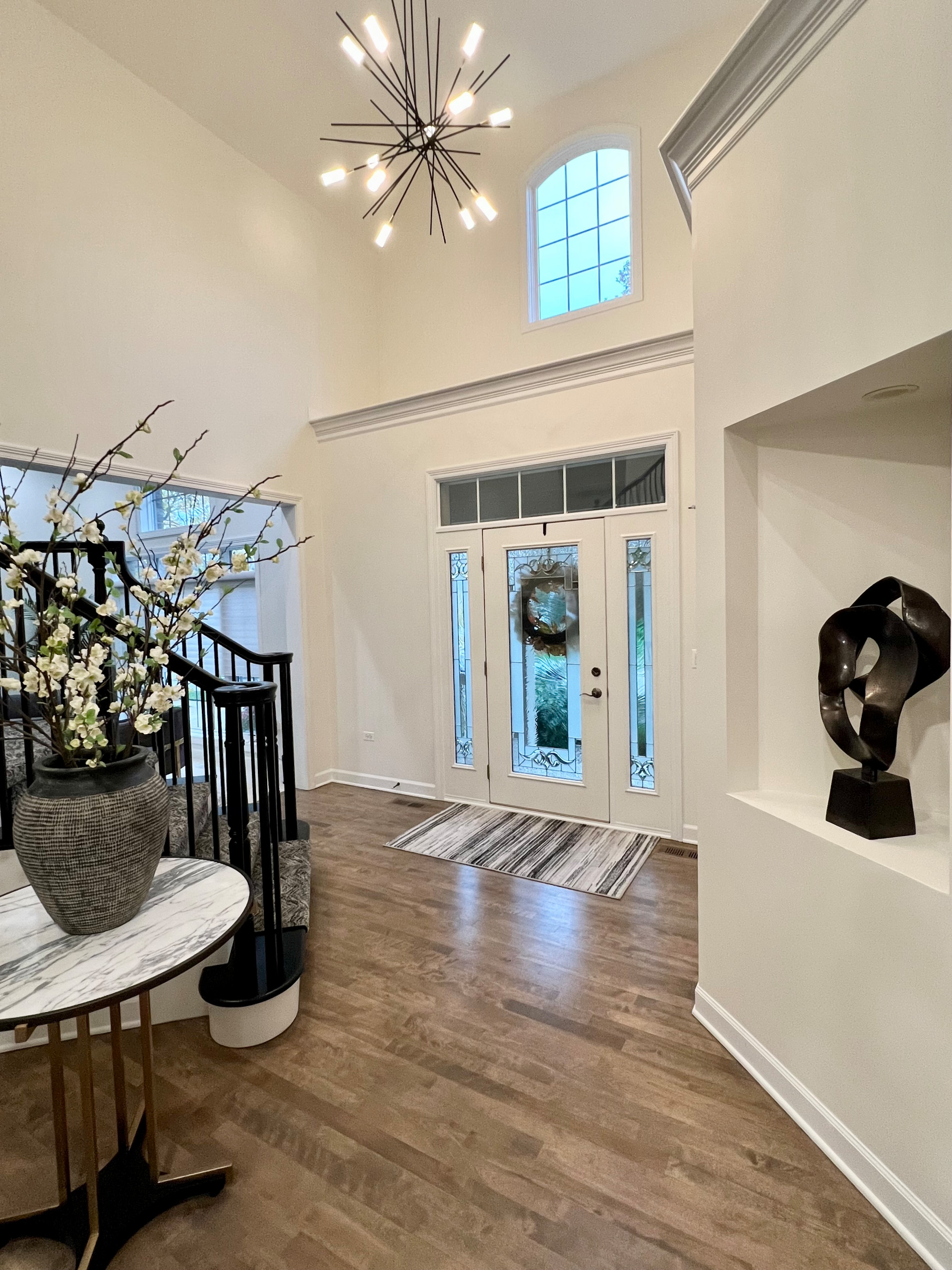 Chic Transitional Kitchen and Living Room